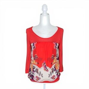 FREE PEOPLE BUTTERFLY PRINT BLOUSE W/ BACK BUTTONS · SIZE M · NWOT